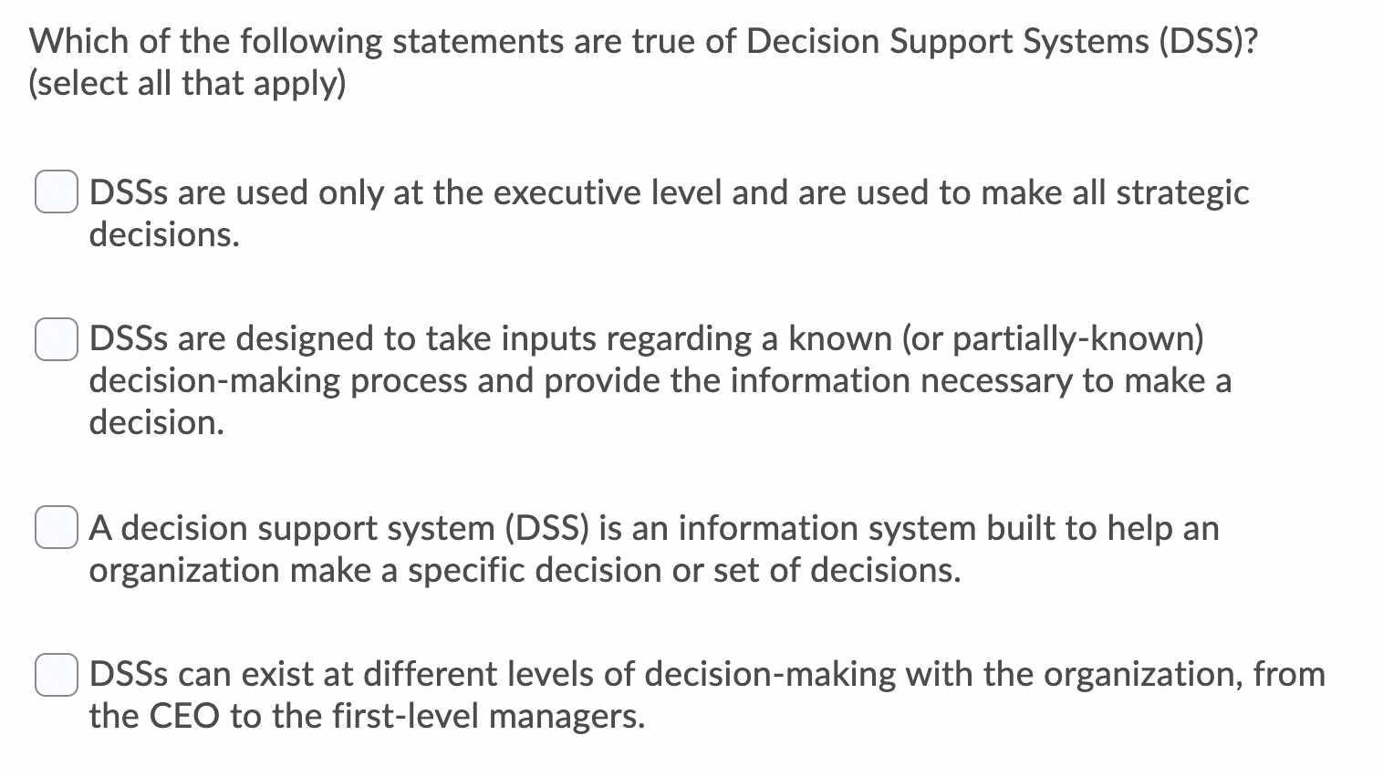 decision support system exam questions and answers