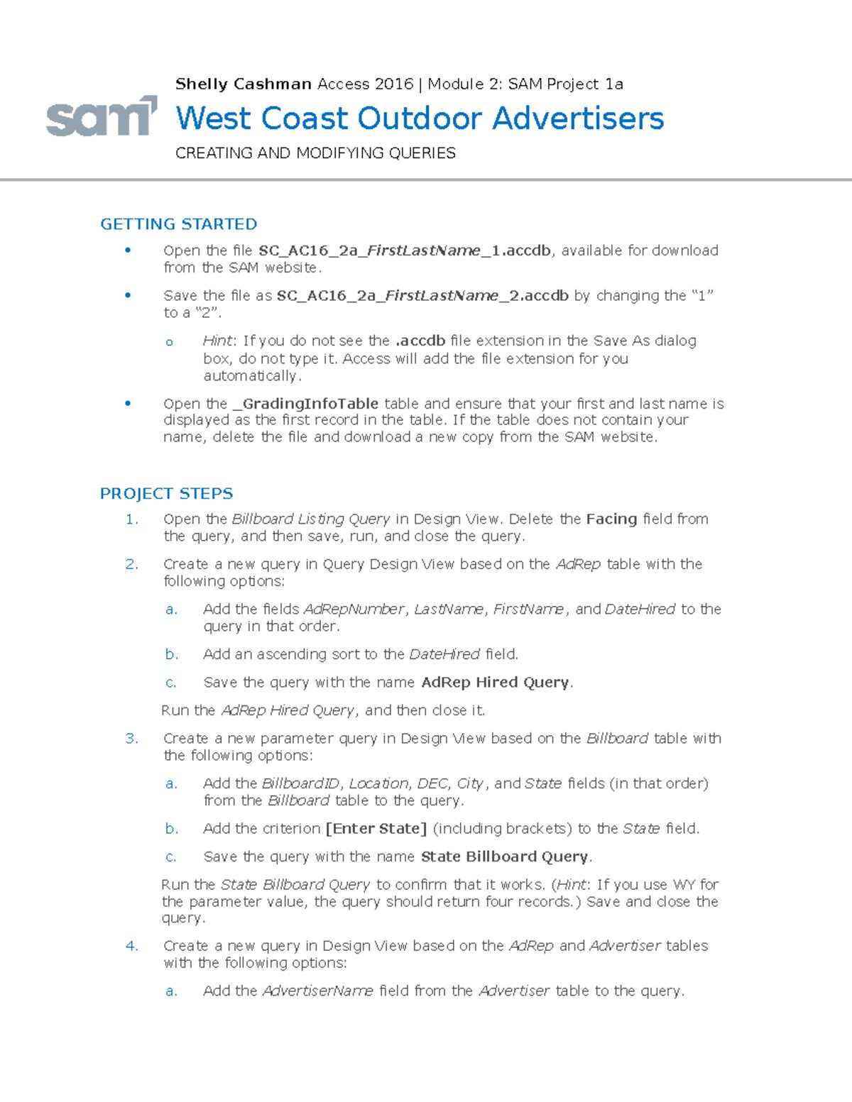 access module 2 sam exam answers