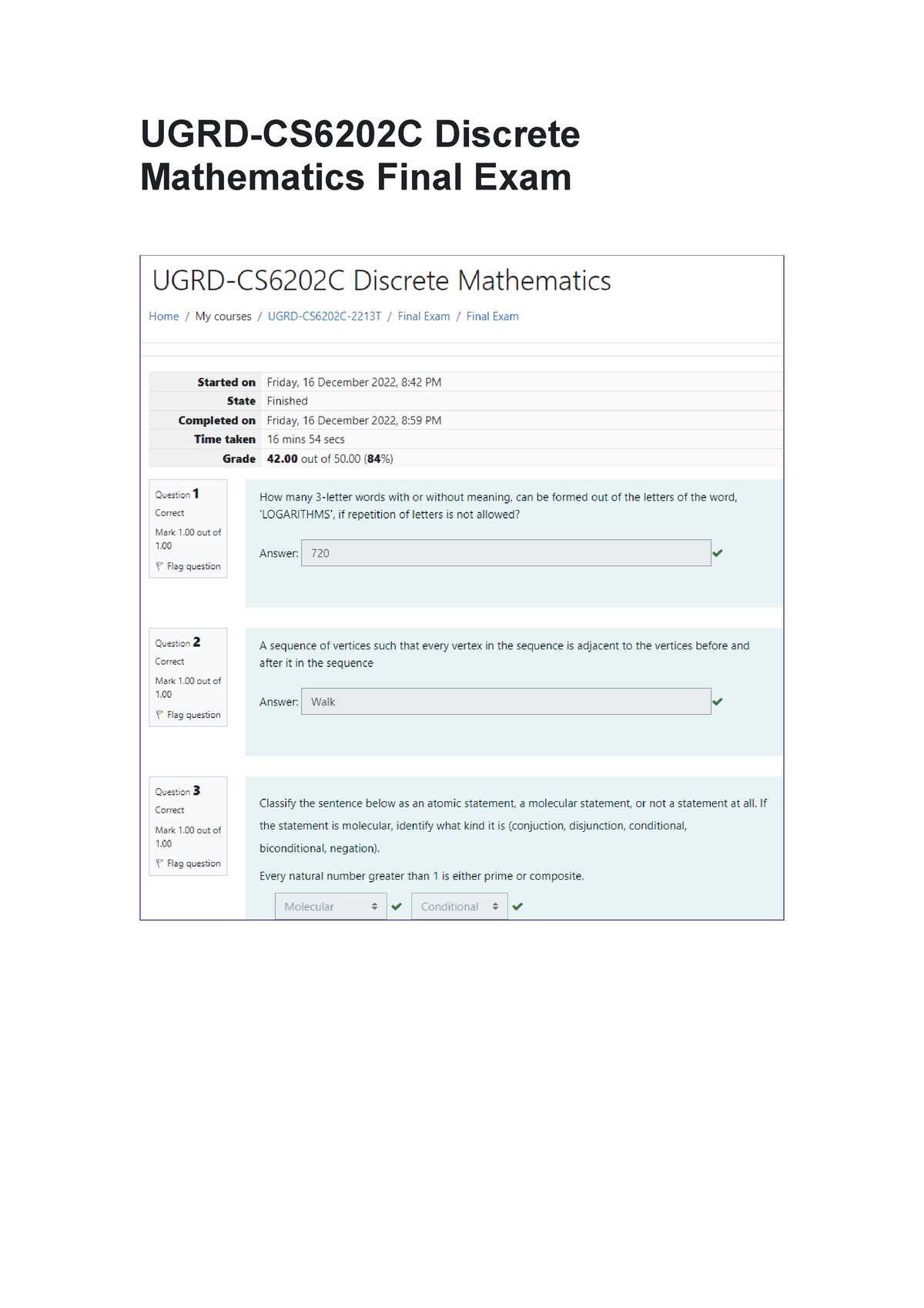 discrete math final exam answers