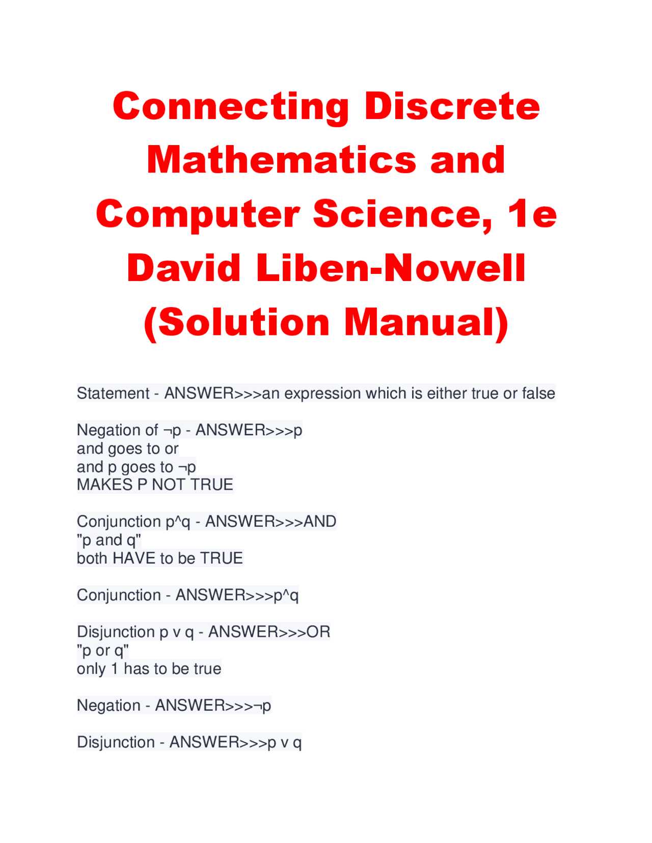 discrete math final exam answers