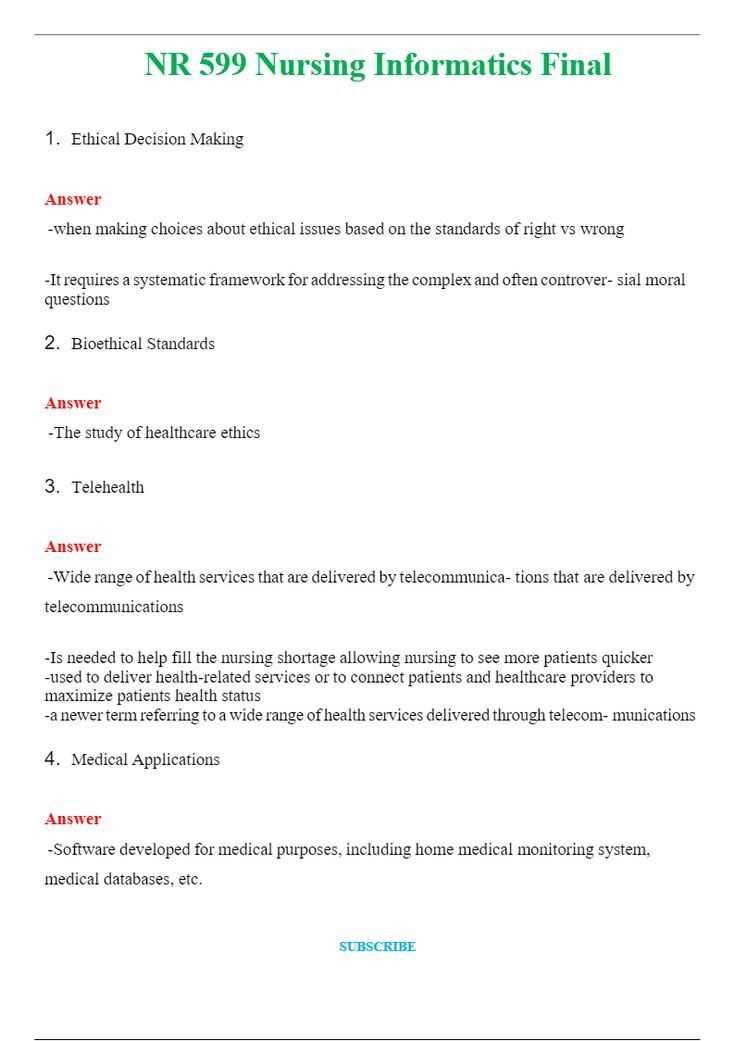 chamberlain nr 599 final exam answers