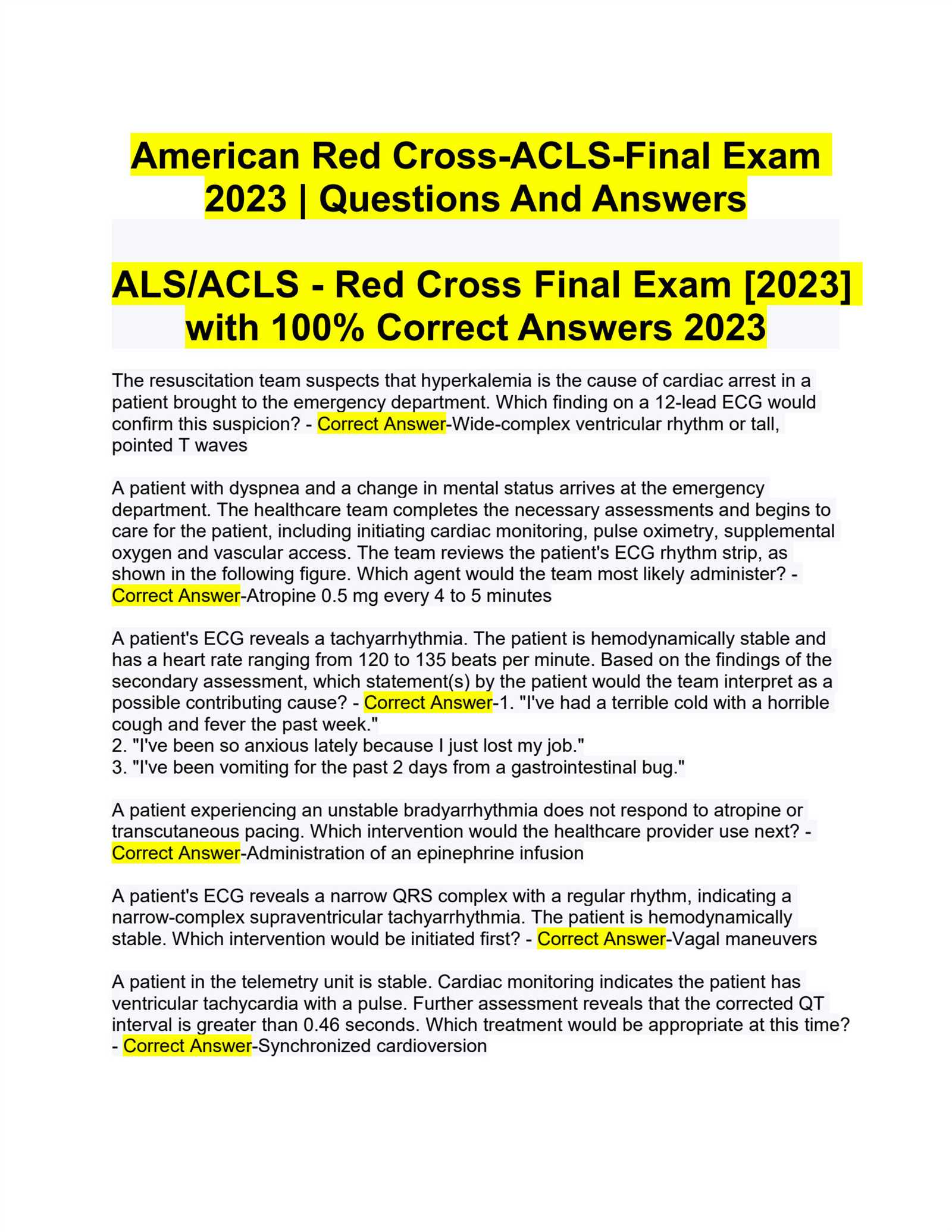 acls 2025 exam answers