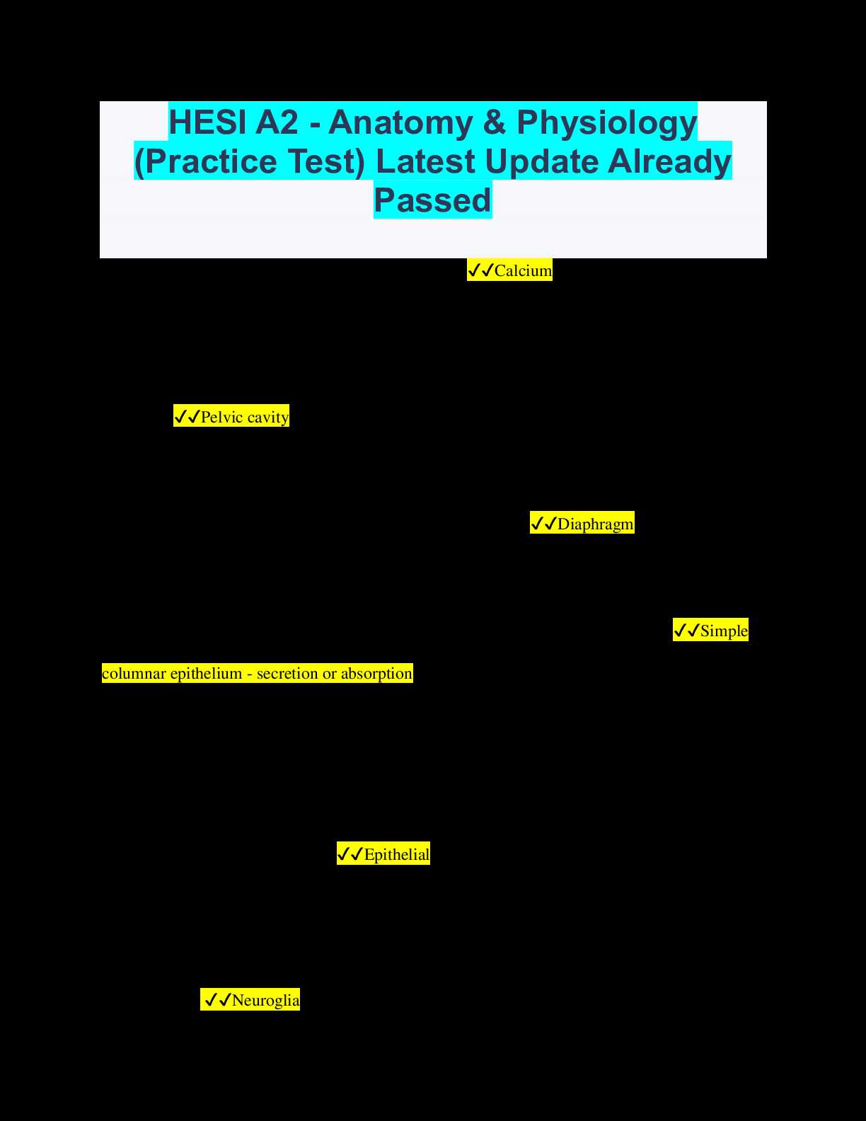 anatomy and physiology practice exams with answers