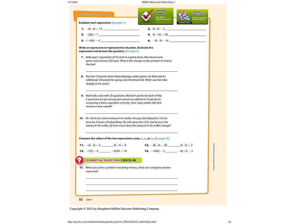 california go math grade 7 answers