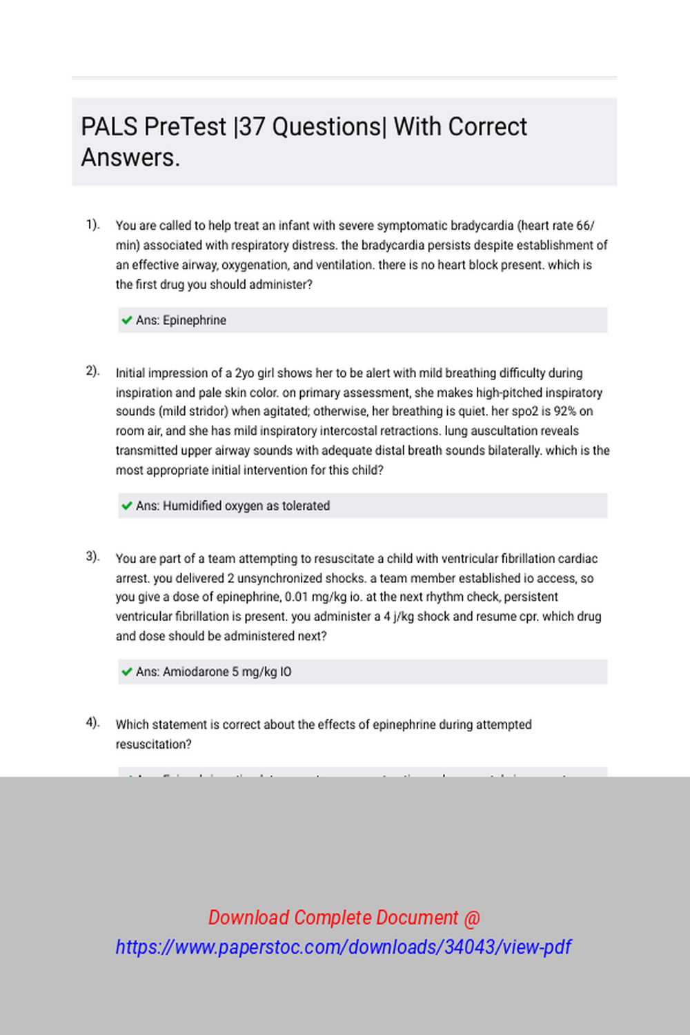 heartcode pals written exam answers