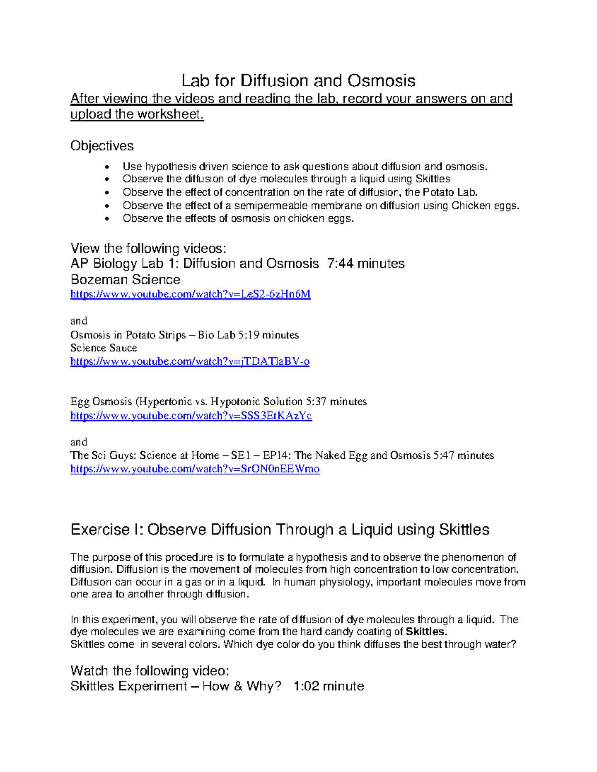 egg lab osmosis and diffusion answers