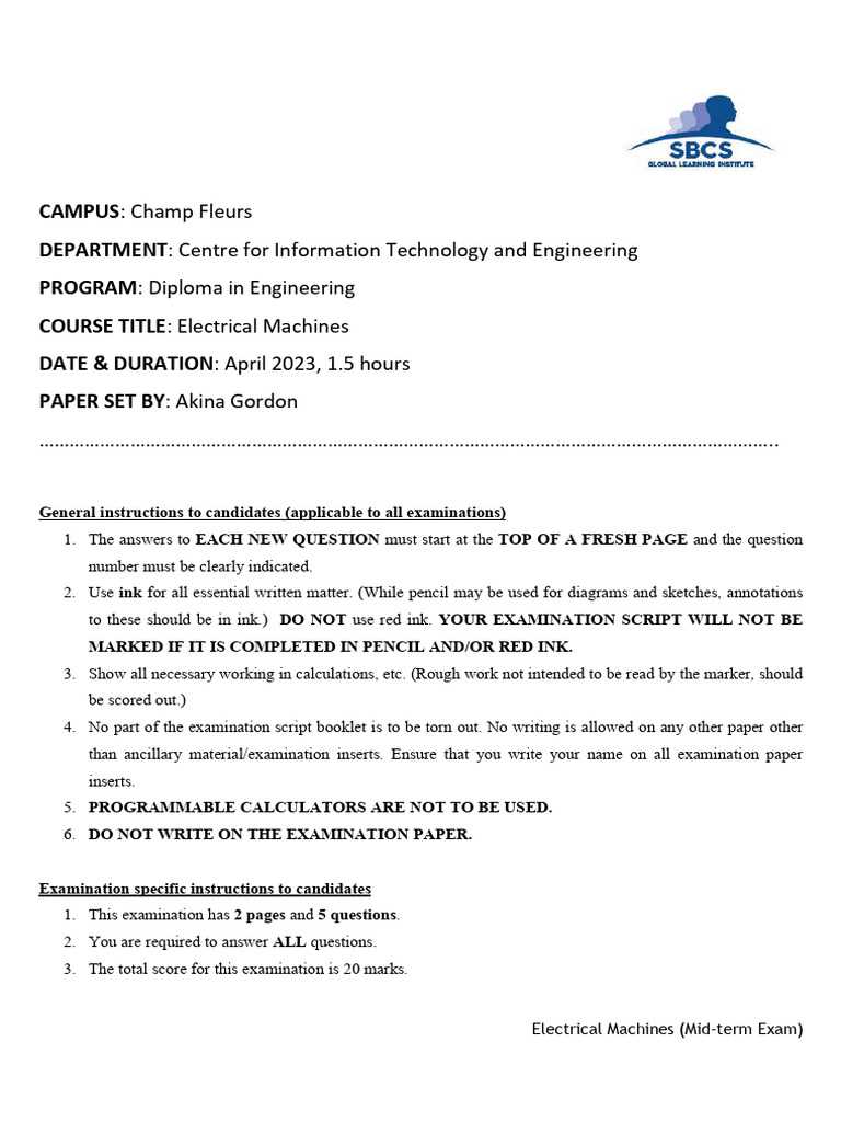 electrical technology exam questions and answers