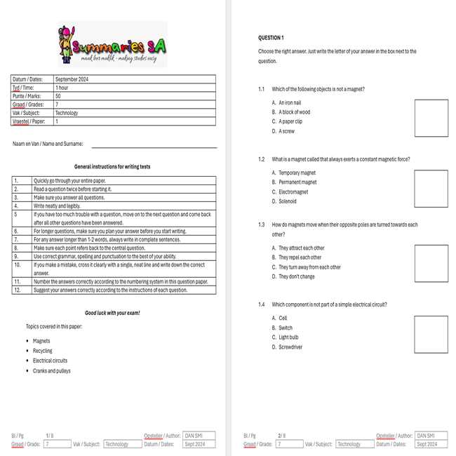 electrical technology exam questions and answers