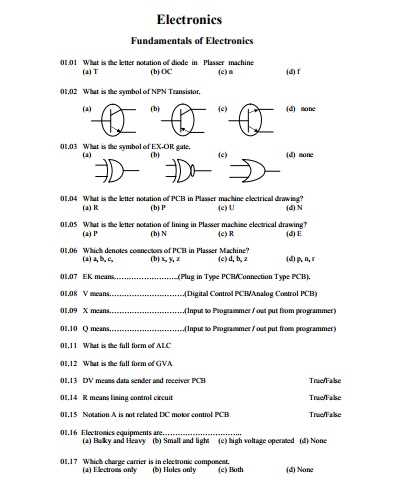 electronics exam questions and answers