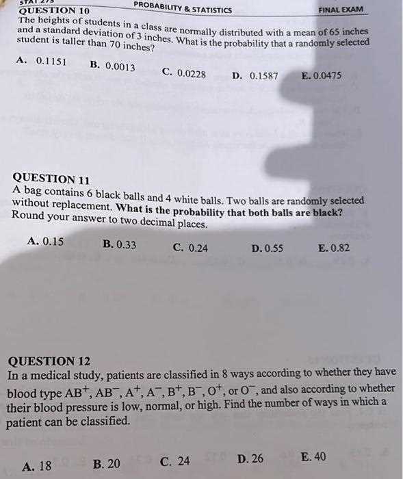 statistics final exam questions and answers