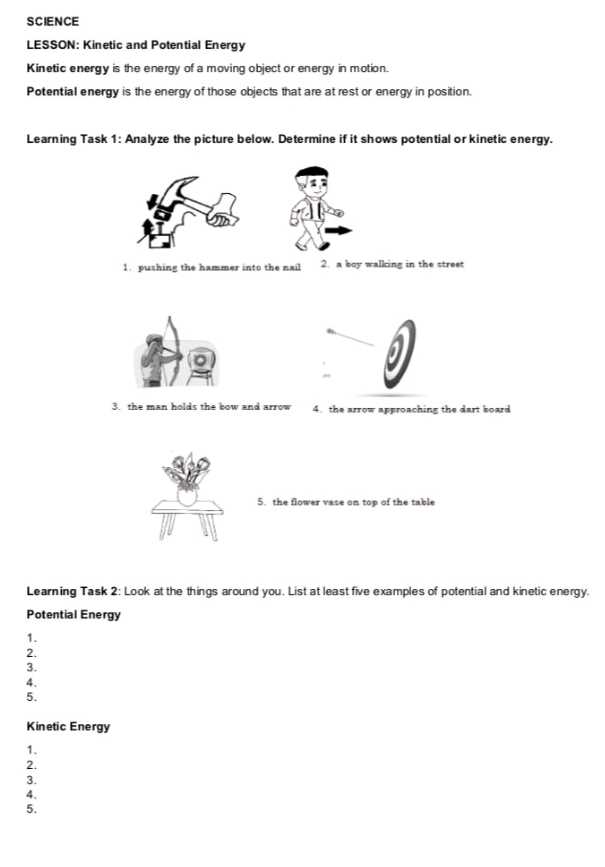 energy concepts worksheet answers