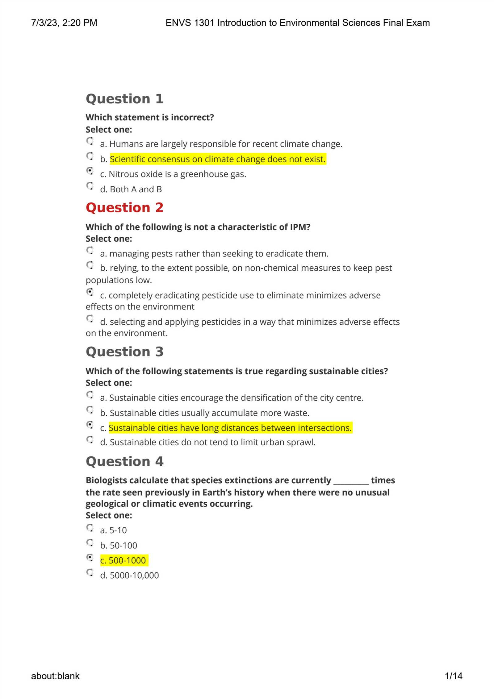 english 1301 final exam