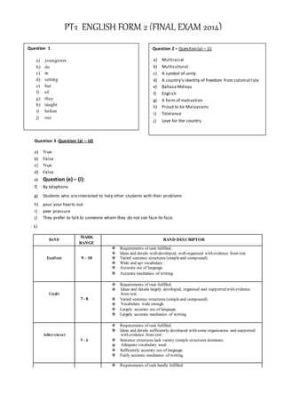 english 2 semester exam answers