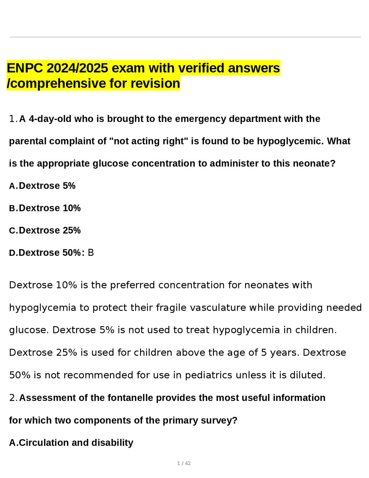 enpc exam answers 2025