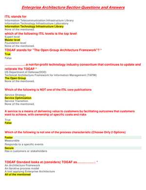 enterprise architecture exam questions and answers