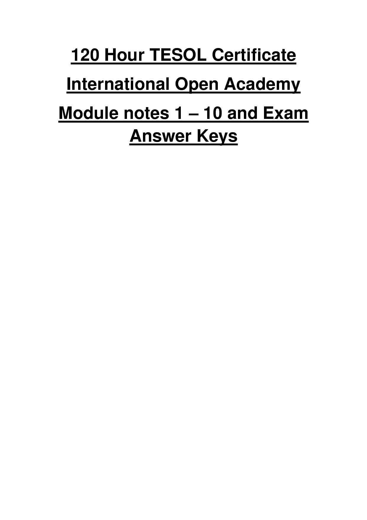 international open academy tesol exam answers