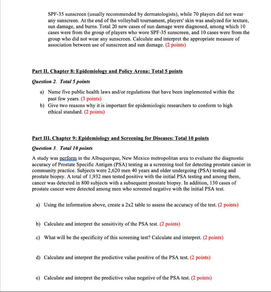 epidemiology biostatistics exam questions and answers