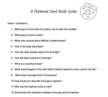 christmas carol study guide answers