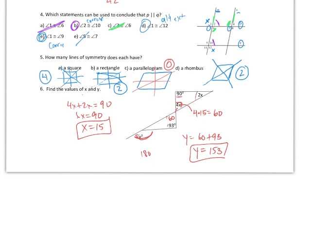 geometry semester exam review answers