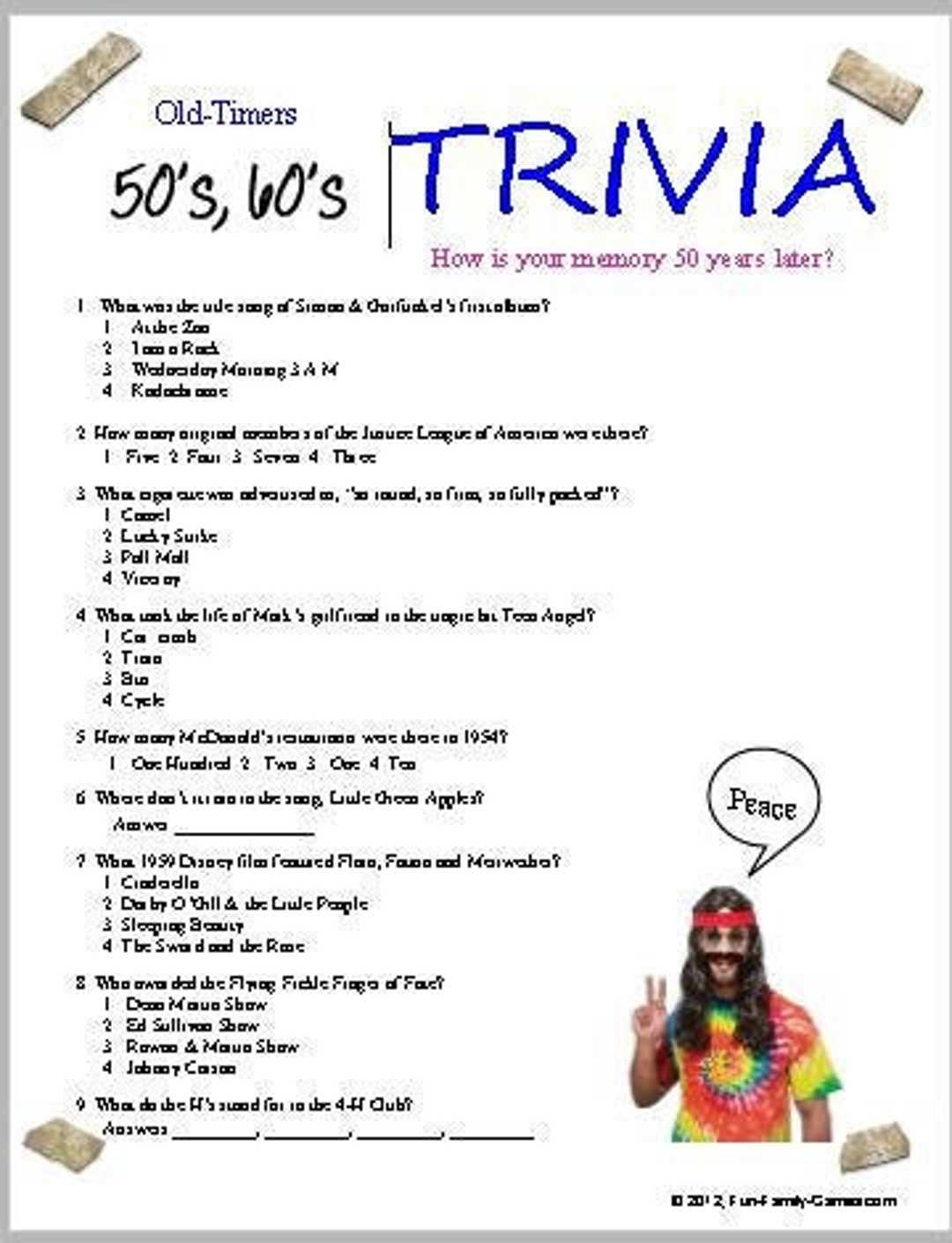 1960 music trivia questions and answers