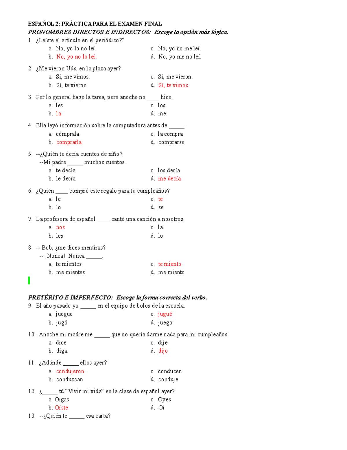 examen leccion 2 answer key