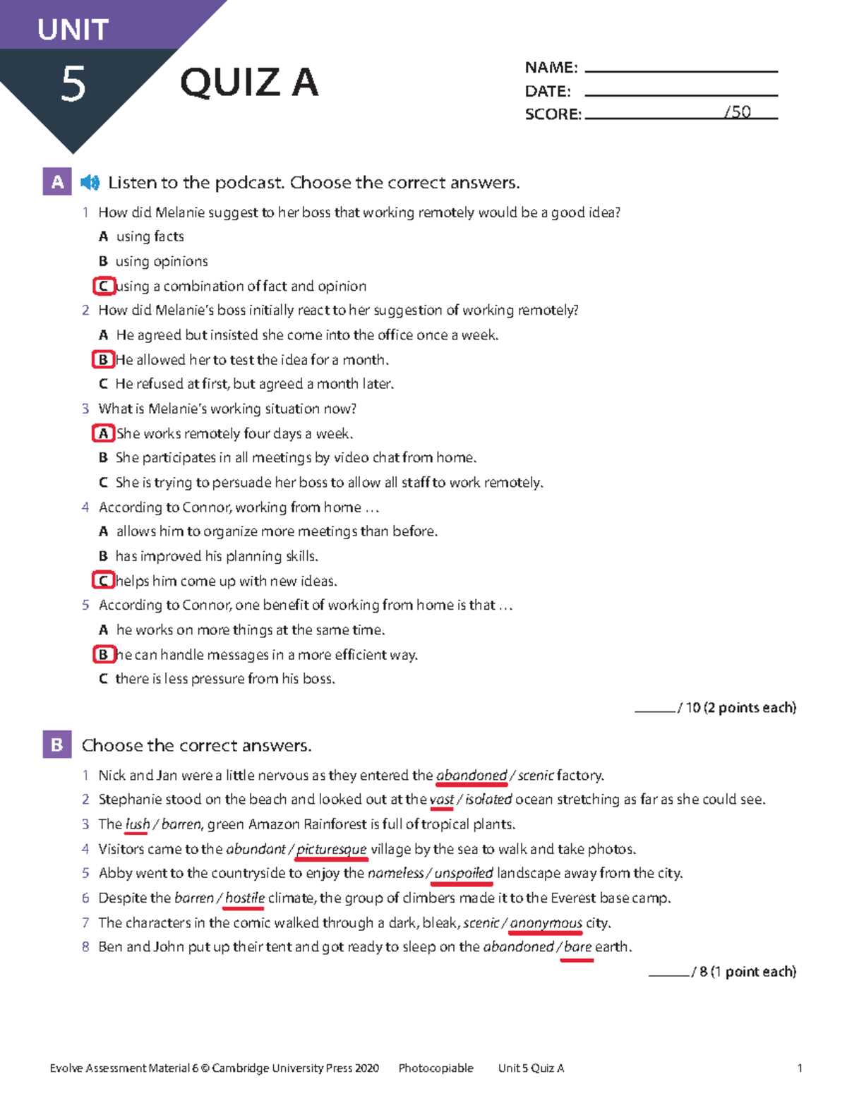 examen unidad 5 answers