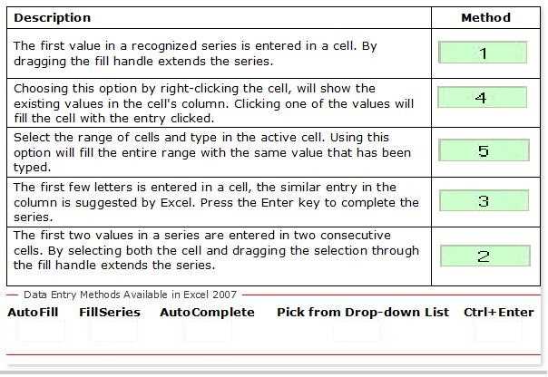 excel 2007 exam questions and answers