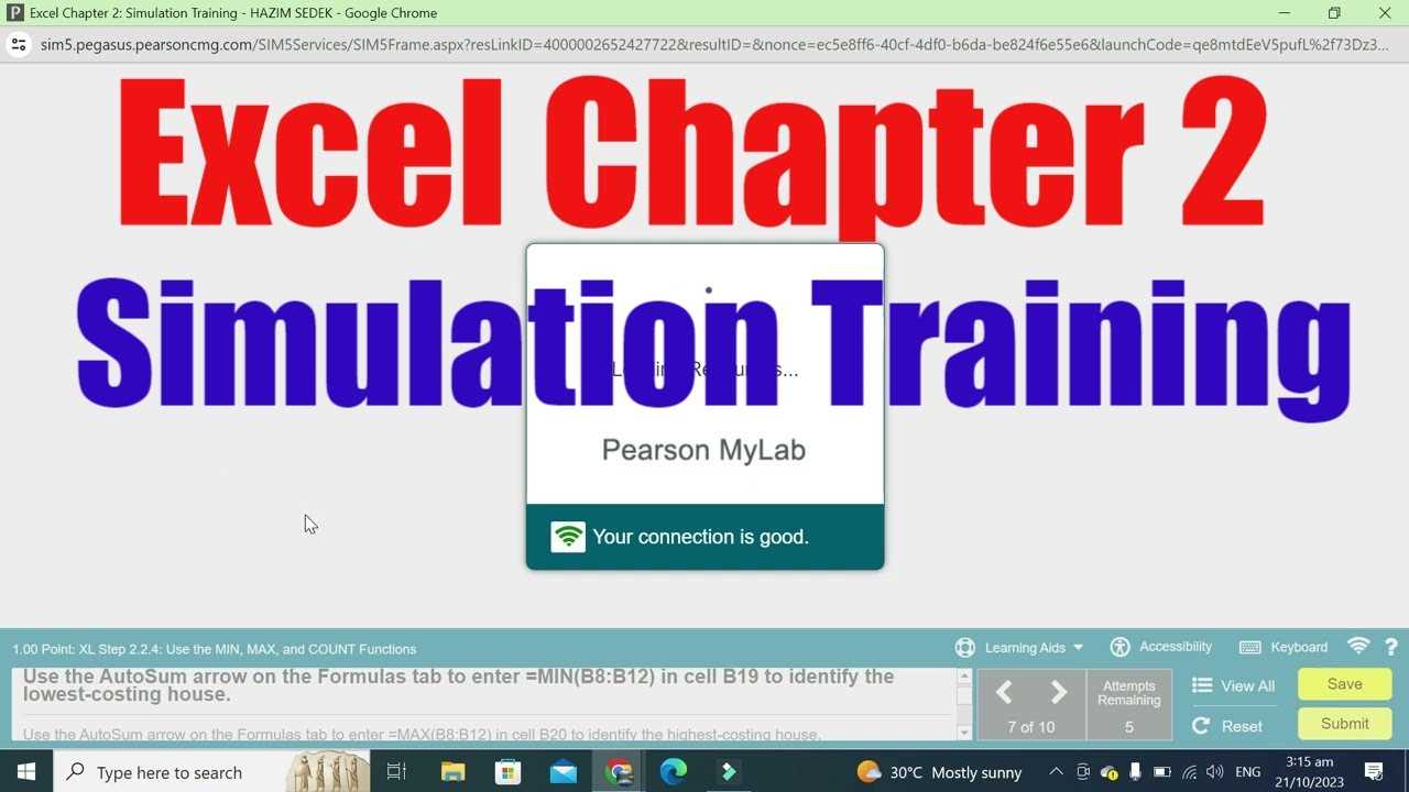 excel chapter 1 simulation exam