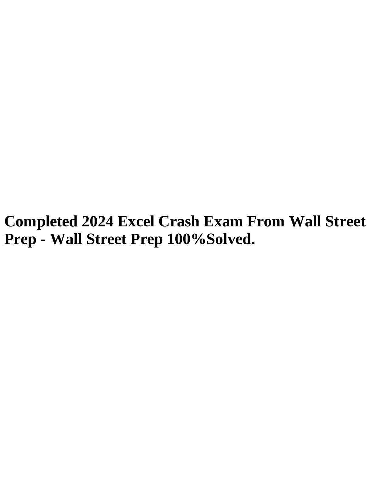 excel crash course exam wall street prep answers