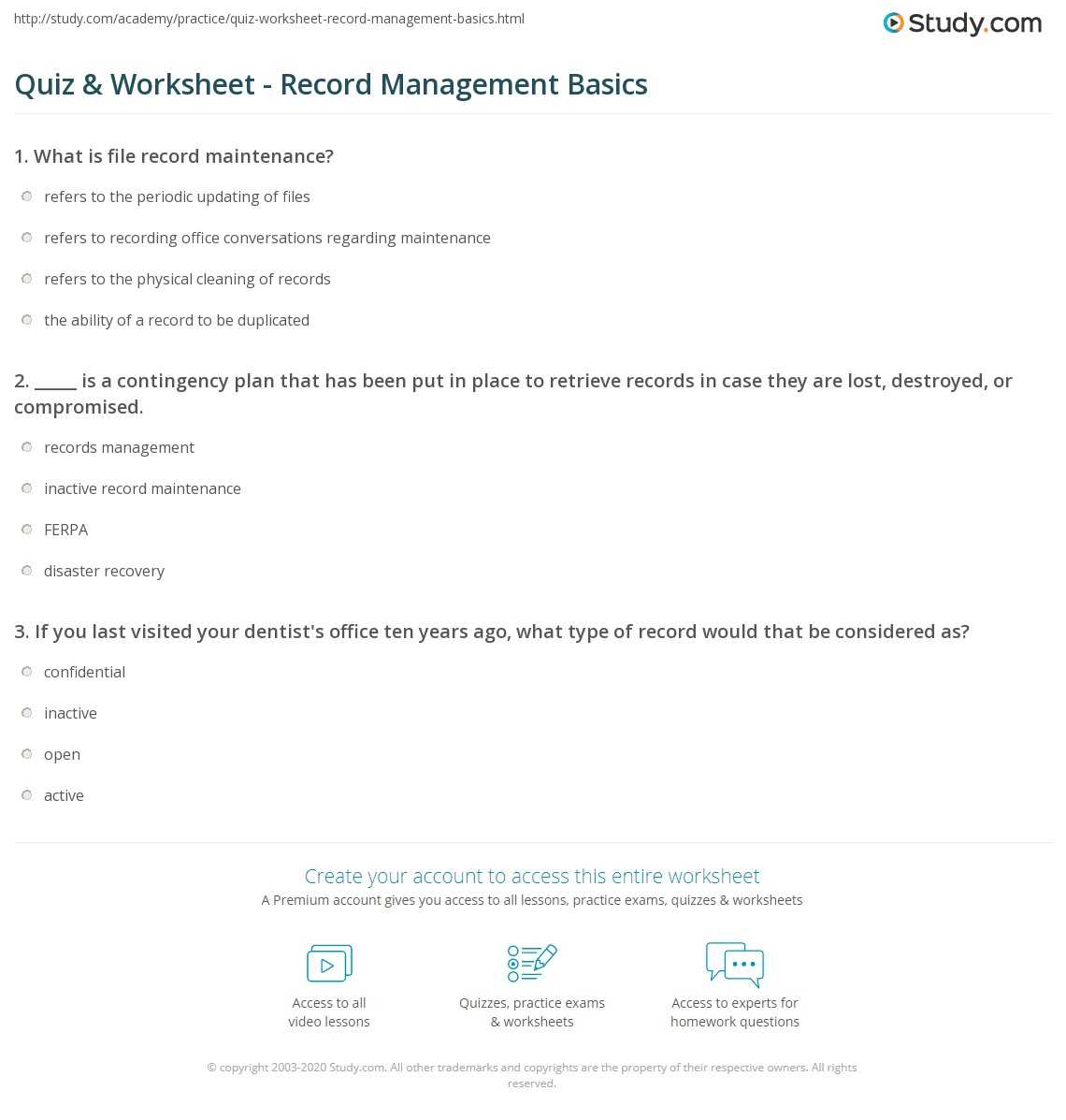 records management 101 course exam answers dhs