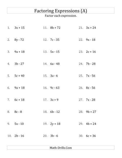 factoring day 2 worksheet answers