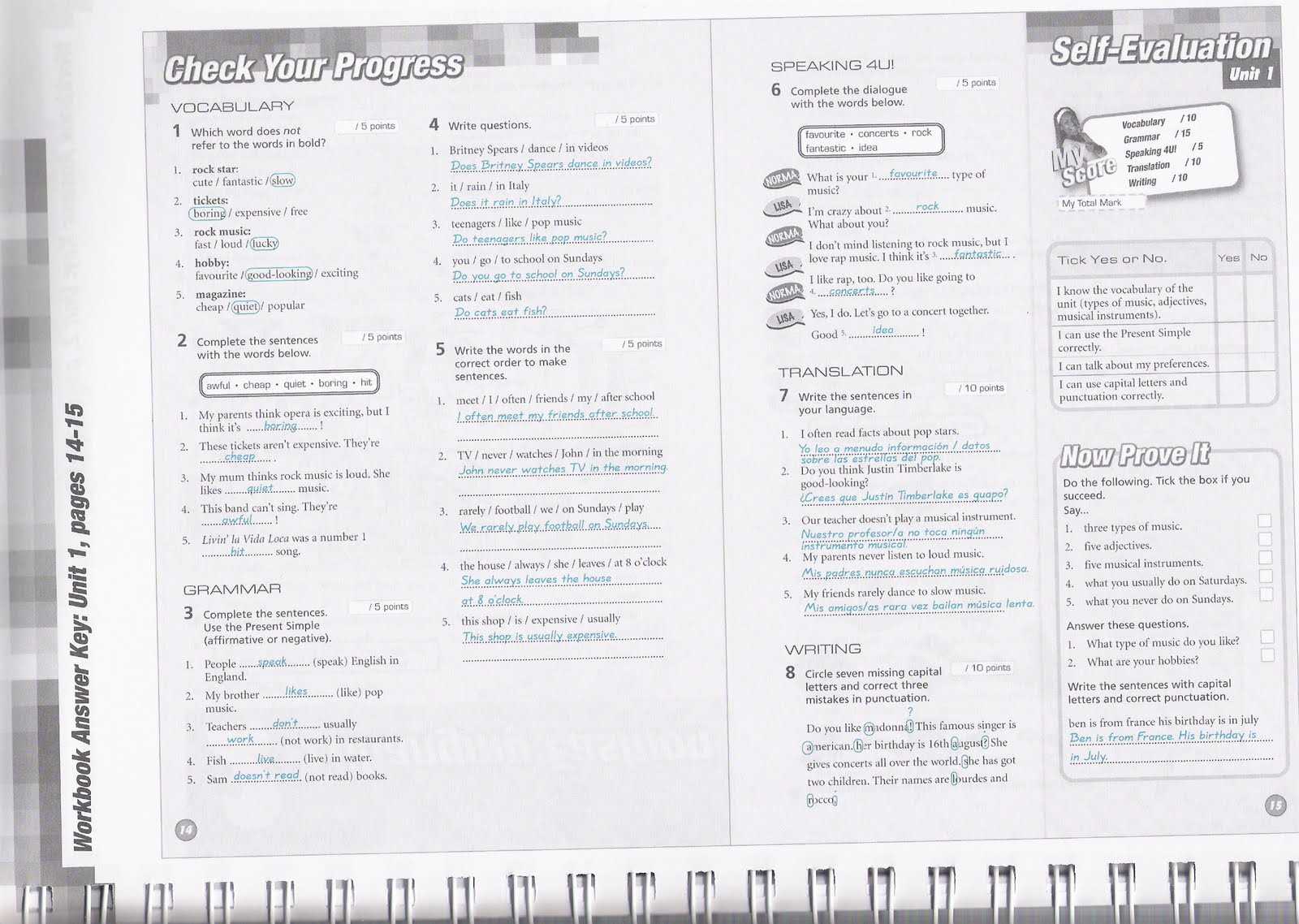 realidades workbook 3 answer key