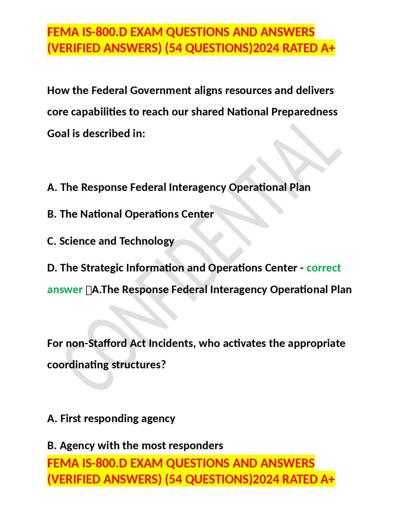 fema ics 800 final exam answers