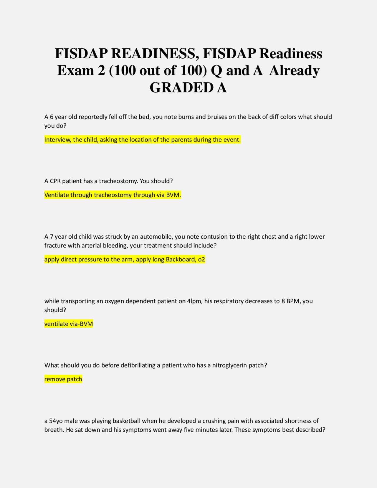 fisdap readiness exam 2 answers