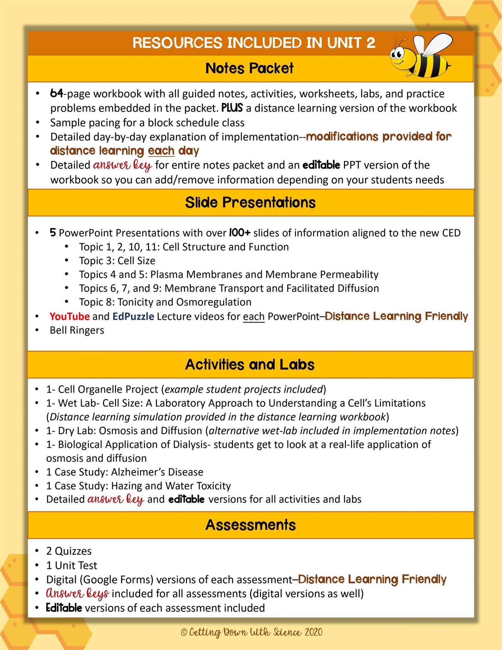 cell unit exam answers