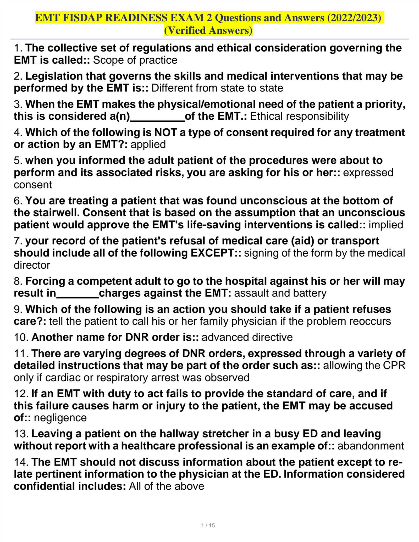 fisdap readiness exam 2 answers