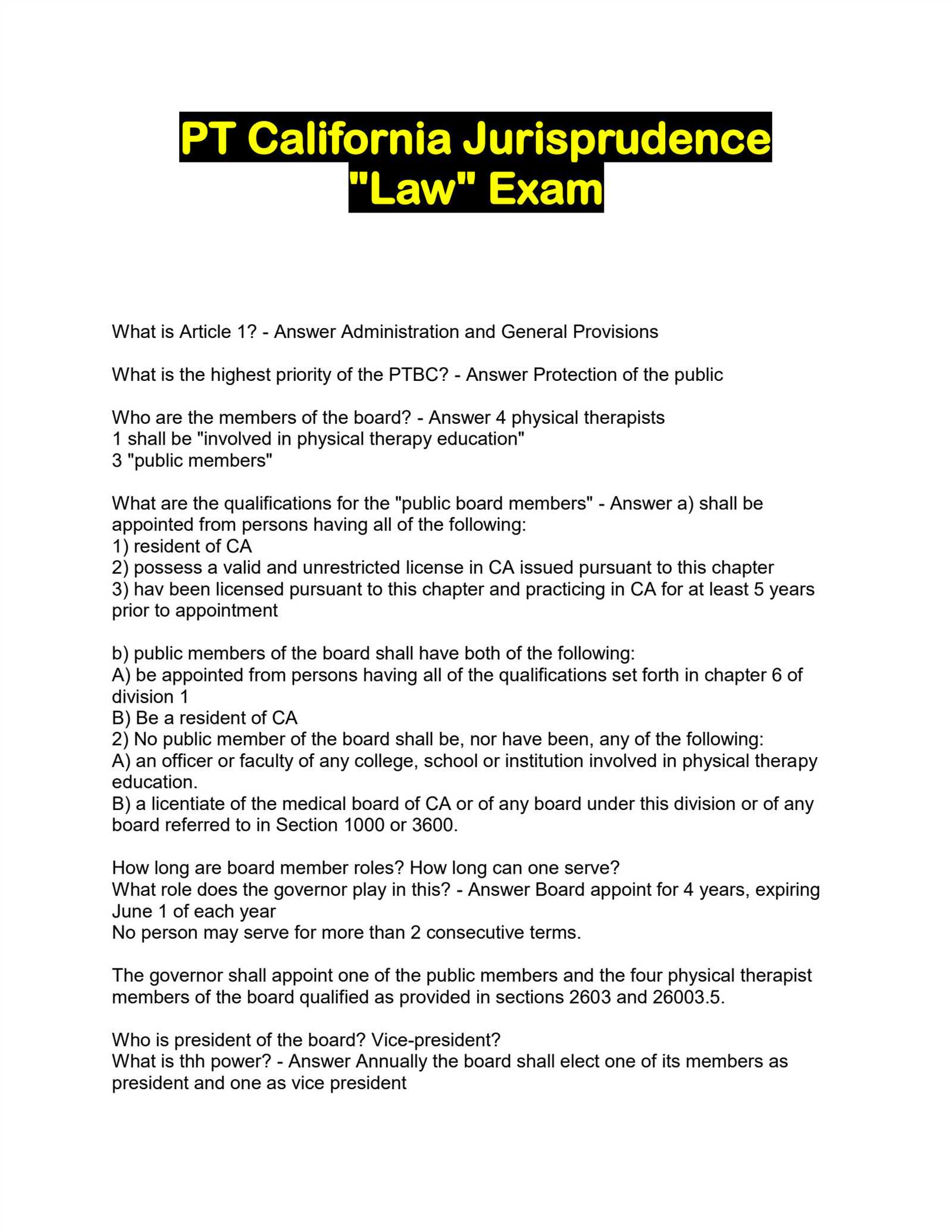 florida law exam physical therapy