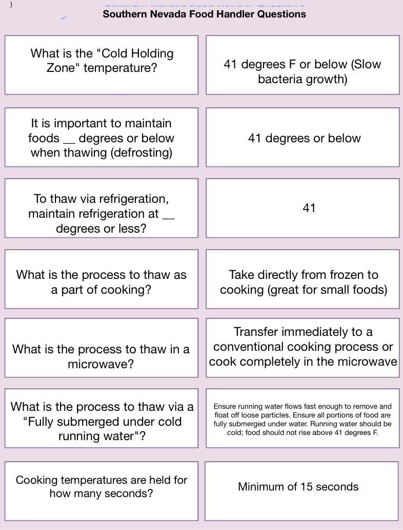 food handler questions and answers