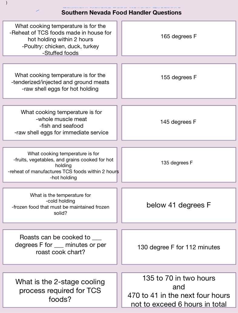 food handlers card exam answers