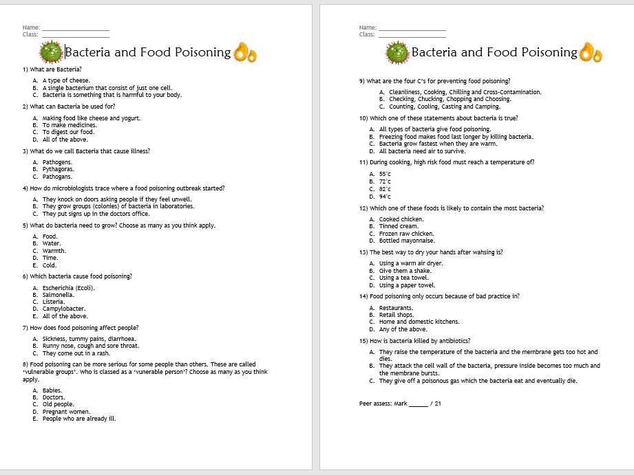 food safety practice test questions and answers