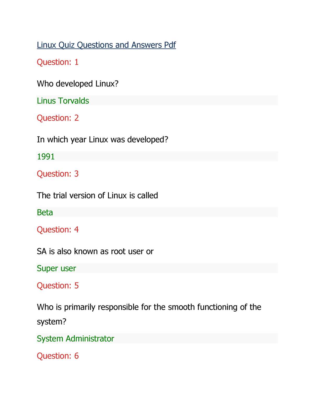 linux chapter 6 exam answers