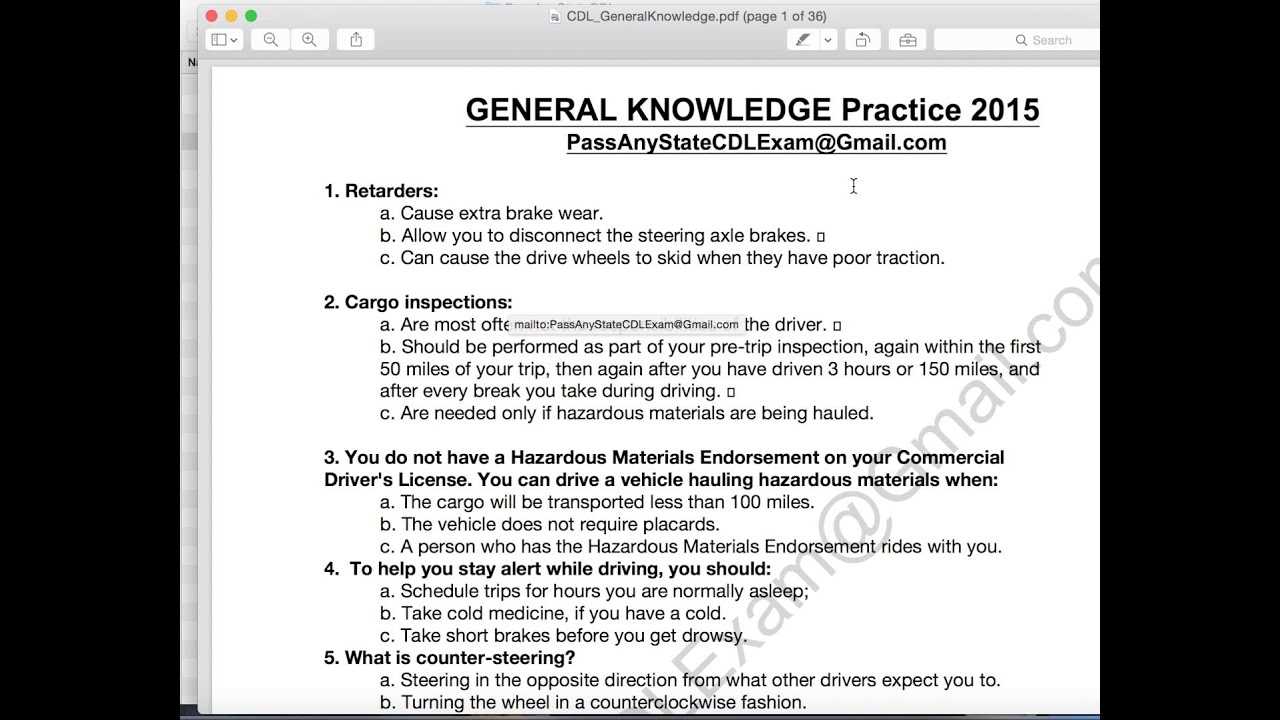 free cdl exam questions and answers