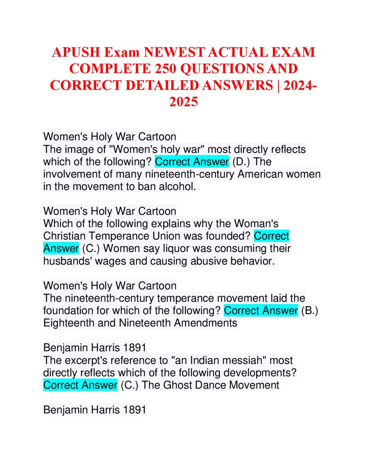 2025 apush exam answers