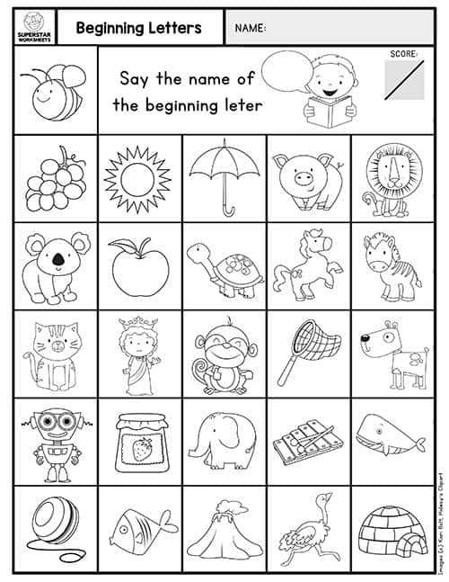 kindergarten entrance exam worksheet