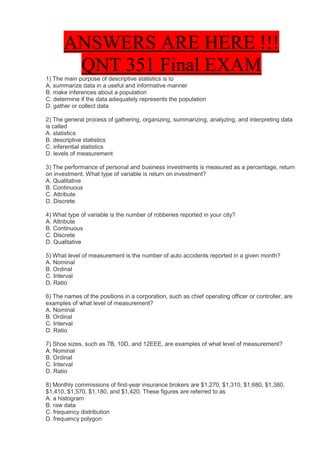 statistics exam 1 answers