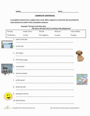 grammar worksheets sentence fragments answers