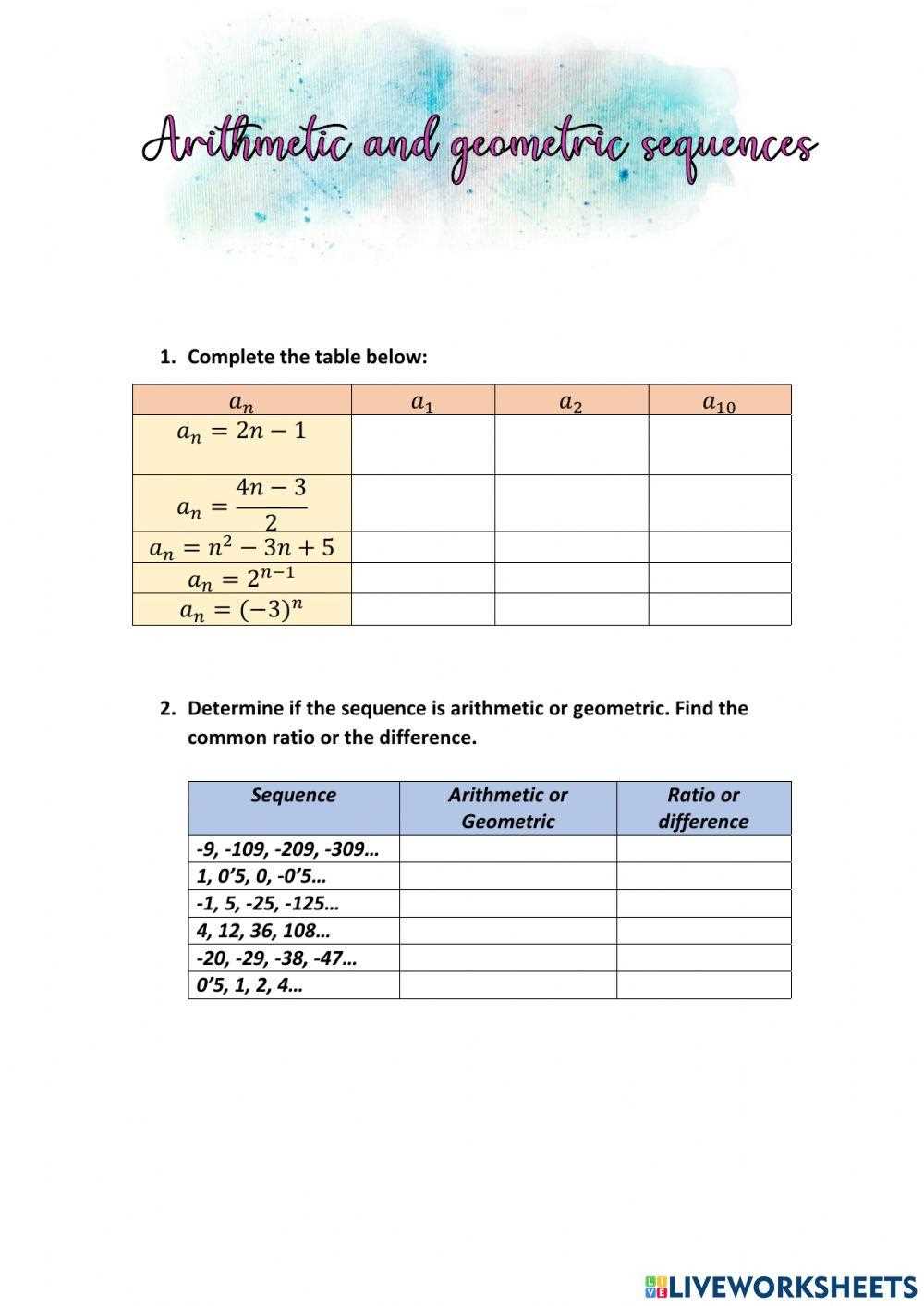 sigma notation worksheet answers