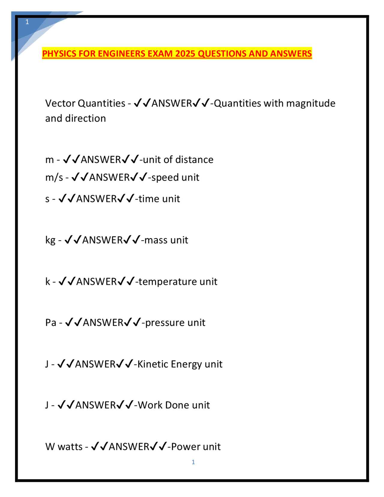 physics final exam question and answer 2025