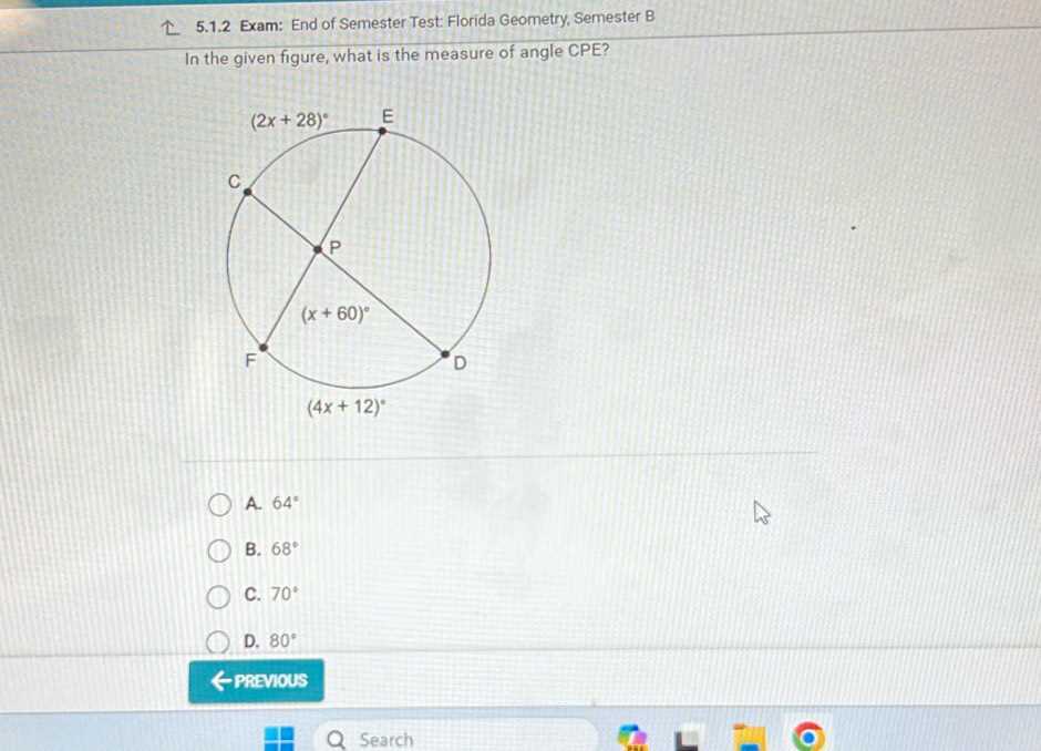 geometry second semester final exam answer key