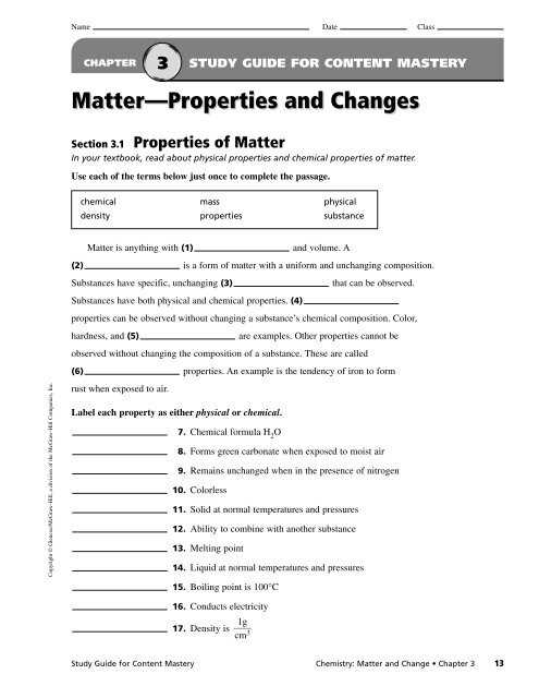 chemistry chapter 10 assessment answers